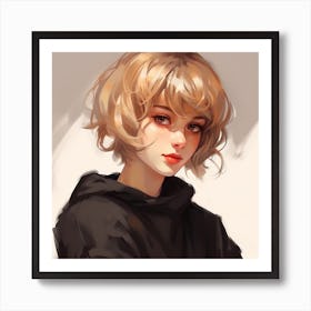 Cute Girl With Short Hair Art Print