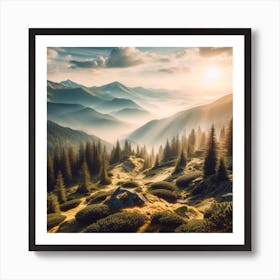 Sunrise In The Mountains Art Print