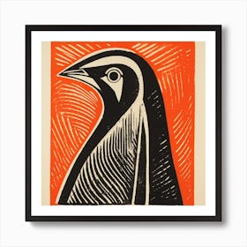 Retro Bird Lithograph Penguin 4 Art Print