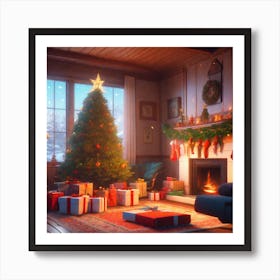 Christmas Tree In The Living Room 128 Art Print