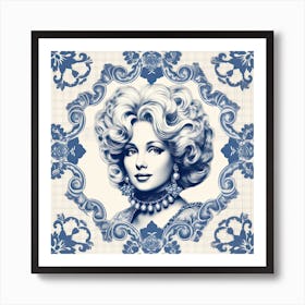 Dolly Parton Delft Tile Illustration 4 Art Print
