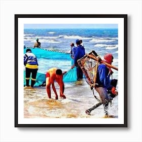 Fishing Nets On The Beach Art Print