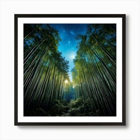 Firefly Moonlit Bamboo Forest Under A Starry Midnight Sky 15105 (2) Art Print