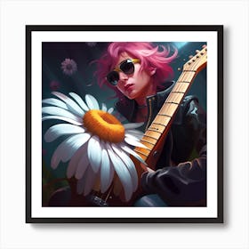 Girl With Pink Hair Art Print