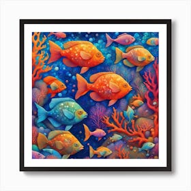 Underwater Mosaic - Fishes In The Sea Art Print