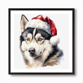 Husky Santa Hat 1 Poster