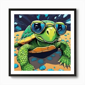 Turtle With Sunglasses 1 Art Print