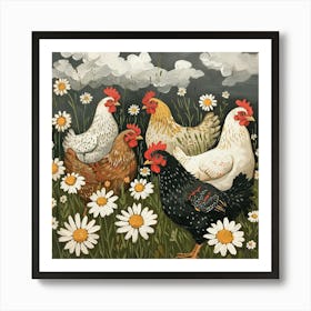 Chickens Fairycore Painting 1 Art Print