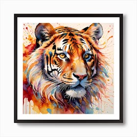 Vibrant Highly Detailed Tiger Painting Affiche