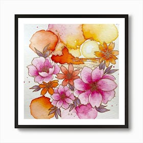 Watercolor Of Flowers 2 Art Print