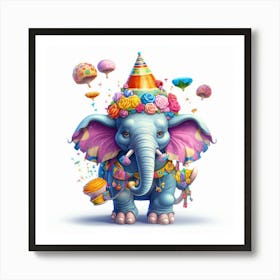 Birthday Elephant 2 Art Print