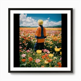 Happy Naruto In A Beautiful Field Of Flowers (1) Art Print