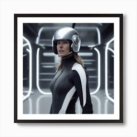 Create A Cinematic Apple Commercial Showcasing The Futuristic And Technologically Advanced World Of The Woman In The Hightech Helmet, Highlighting The Cuttingedge Innovations And Sleek Design Of The Helmet An (1) Art Print