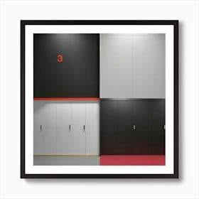 Red And Black Lockers Art Print