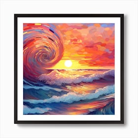 Sunset In The Ocean 1 Art Print