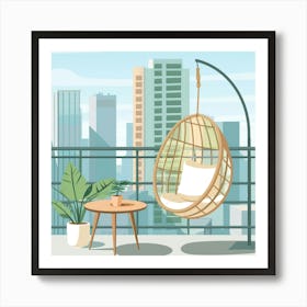 Balcony With Hanging Chair 5 Art Print