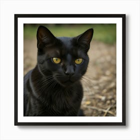 Black Cat With Yellow Eyes Art Print