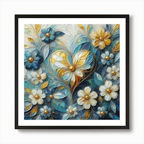 Heart Painting and flowers acrylic art 1 Art Print