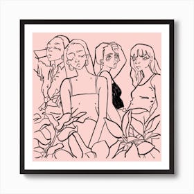 Girls Girls Girls Pink Square Art Print
