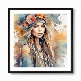 The art of Boho crown roses Art Print