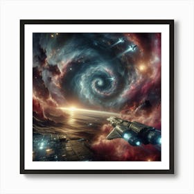 Spaceship In Space 1 Art Print