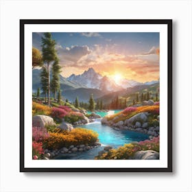 'Sunset In The Mountains' Art Print