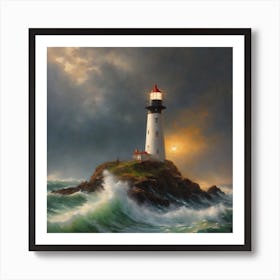 Lighthouse oil painting #1 Art Print