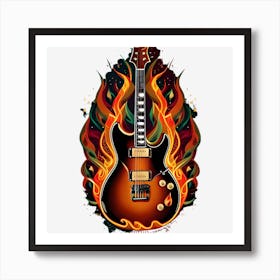 Electric Guitar With Flames Art Print