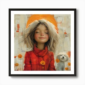 Little Girl With Dog Art Print