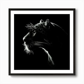 Leopard Head Silhouette Art Print