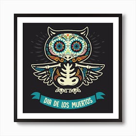 Day Of The Dead Owl Art Print