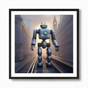 Robot On Train Tracks 3 Art Print