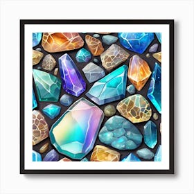 Seamless Pattern Of Gemstones Art Print