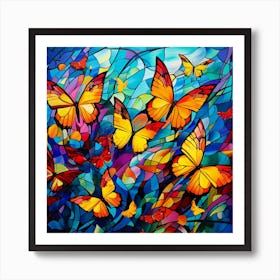 Stained Glass Butterflies Art Print