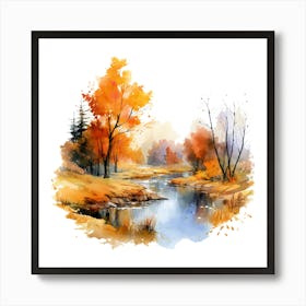 Watercolor Autumn Landscape 5 Art Print