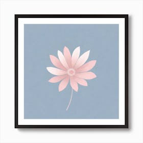 A White And Pink Flower In Minimalist Style Square Composition 247 Art Print