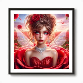 Red Rose Fairy Art Print