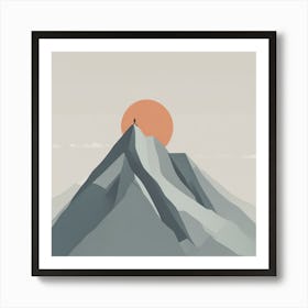 Man On Top Of A Mountain Art Print