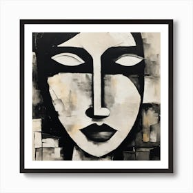 Abstract Of A Woman'S Face Black And White Abstract Art Art Print