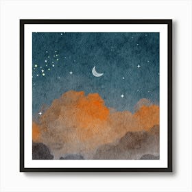 Watercolor Night Sky Art Print