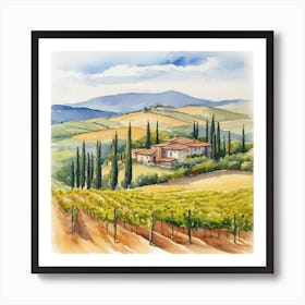 Watercolor Of Tuscany 1 Art Print