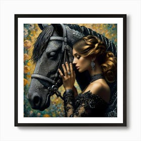 Lady And A Horse 3 Art Print