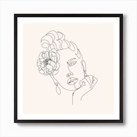 Woman with Flower Minimalist Print Art Print