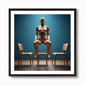 Skeleton Sitting On Chair 1 Art Print