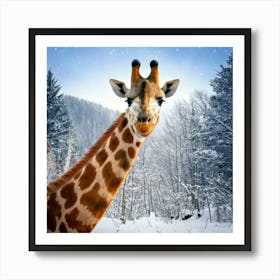 Firefly Whimsical Winter Wonderland With Cheerful Giraffe 1704 (2) Art Print