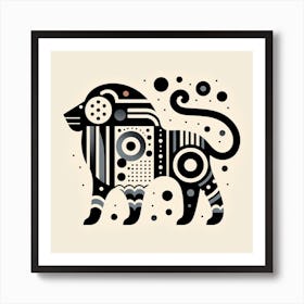 Scandinavian style, Symbols of Africa in the silhouette of a lion 2 Art Print