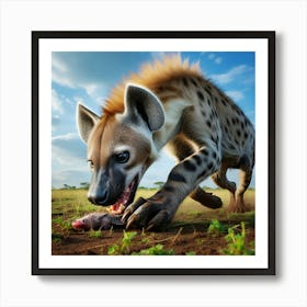Hyena Eating A Dead Animal Art Print
