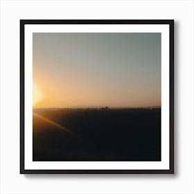 Sunset In The Desert  Vintage Vibe  Colour Nature Landscape Photography Square Art Print