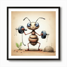 Ant With Dumbbells 1 Art Print