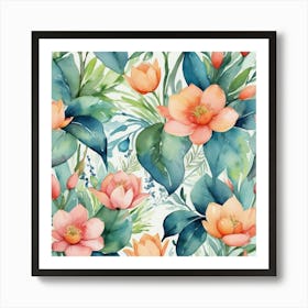 Watercolor Floral Pattern 2 Art Print